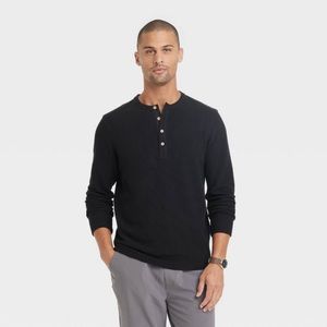 Men's Long Sleeve Textured Henley Shirt